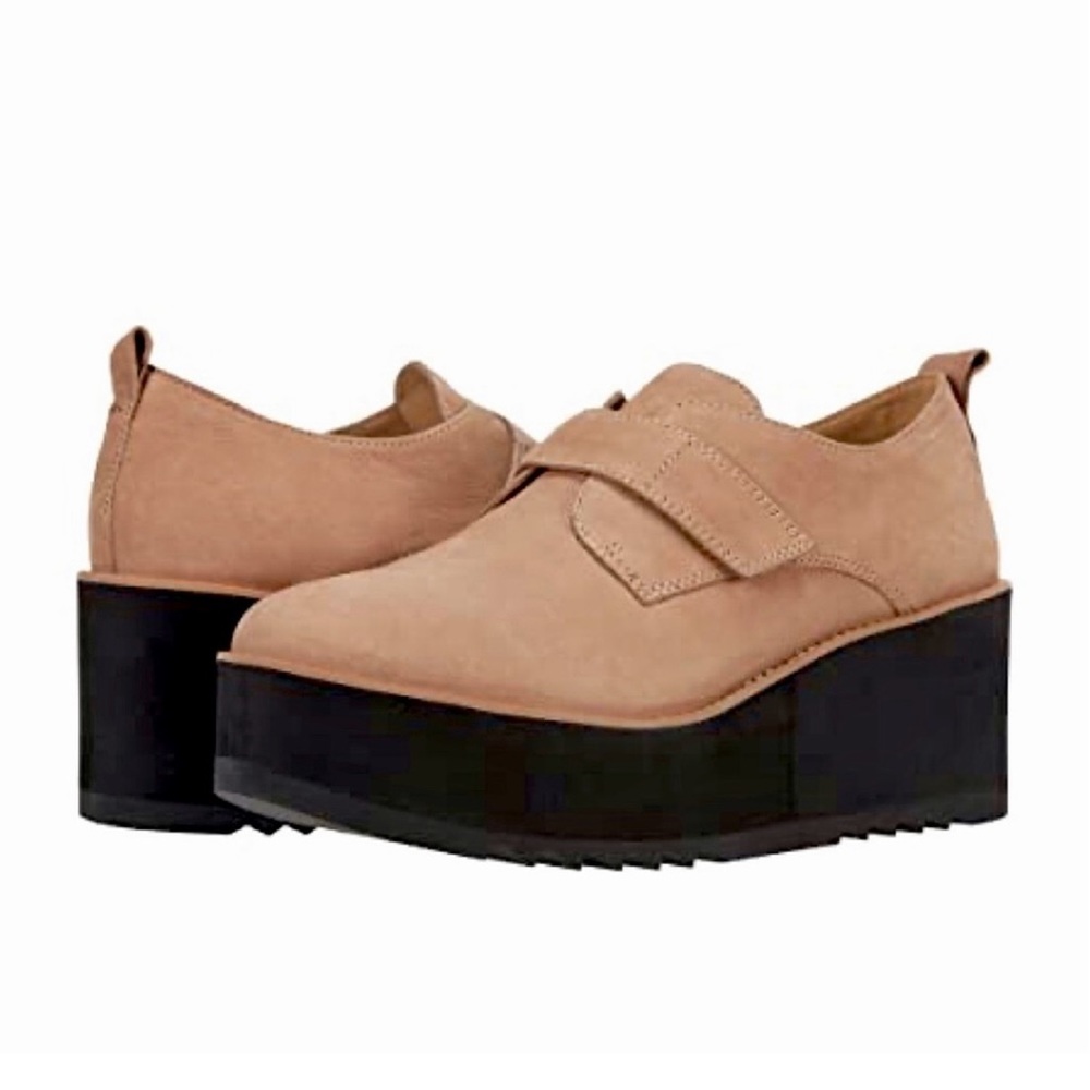 Eileen Fisher Shoes Zola Platform Wedge Bootie Earth Tumbled Nubuck Size 10